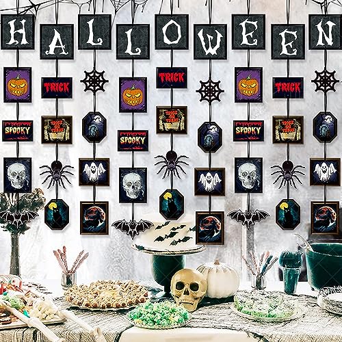 Halloween Hanging Banner Garland Set - Spiders, Skulls, Pumpkins, Bats, 9 Strings DIY Decorations