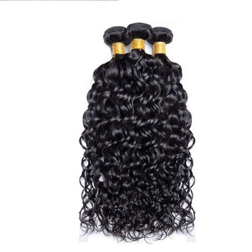 Color #1b Human Hair Bundle Natural Black Water Wave 3 Bundles 14 16 18 inch Real Natural Black Water Wave Human Hair Extensions 1B Color 150g