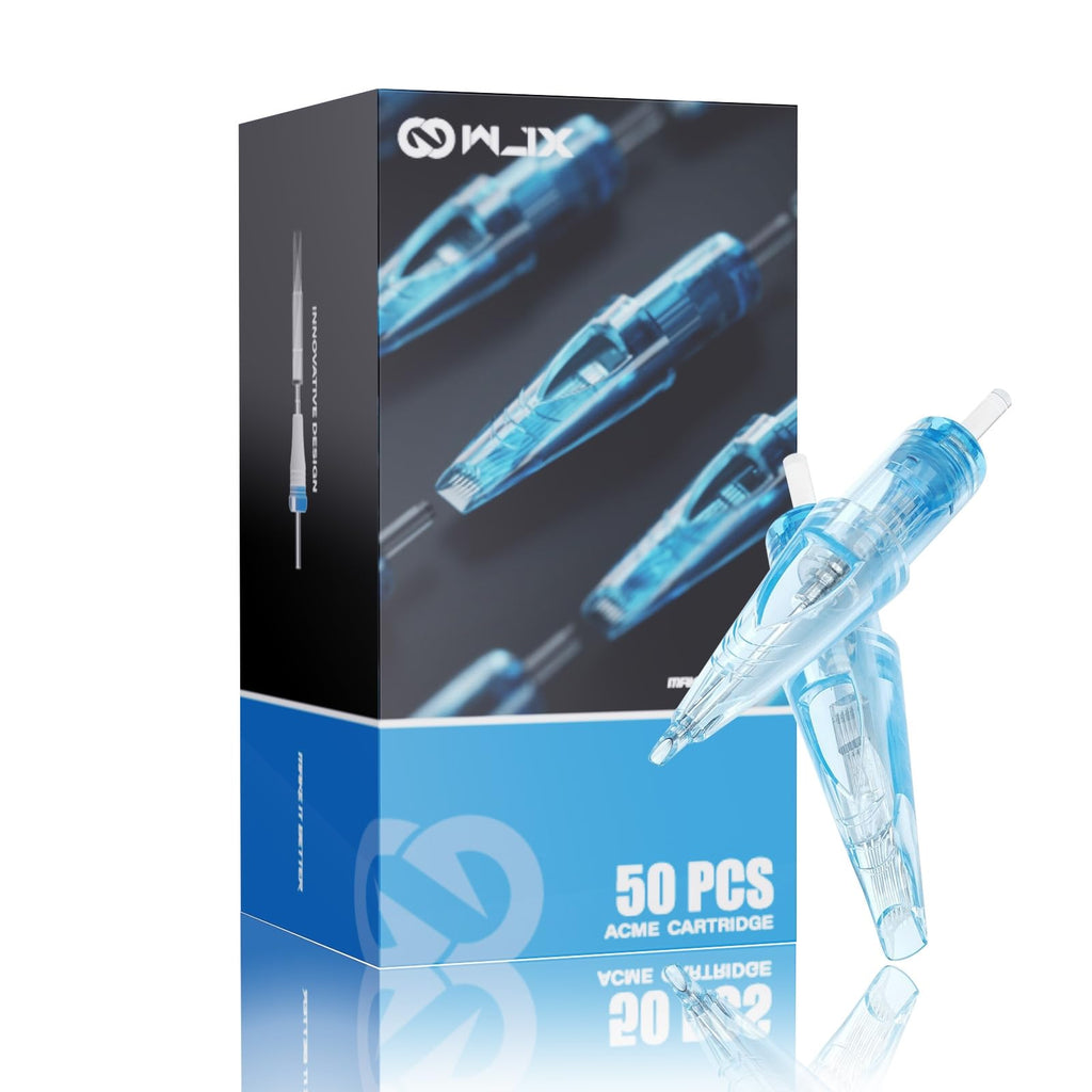 Wjx Tattoo Cartridge Needles 50Pcs Mixed Size #12 Standard 3RL 5RL 7RL 5RS 7RS 9RS 7RM 9RM 7M 9M Disposable Tattoo Cartridges Round Liner Shader Curved Magnum Fit in Most Tattoo Machines