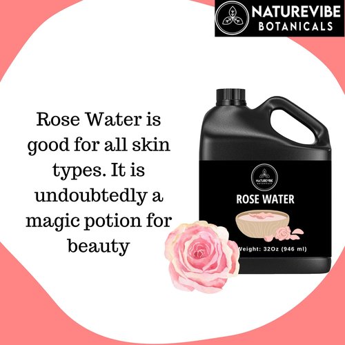 Naturevibe Botanicals Pure Rose Water Toner - Hydrating Facial Mist & Hair Spray | 32 oz, 100% Natural, Alcohol-Free