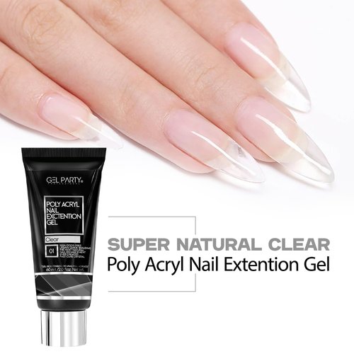GELPARTY Clear Poly Nail Gel 60g – Ultra-Transparent Builder Gel for Nail Extensions, 3D Molding & Sculpting, Strong & Long-Lasting Soak-Off UV/LED Gel, Professional Salon & DIY Nail Art