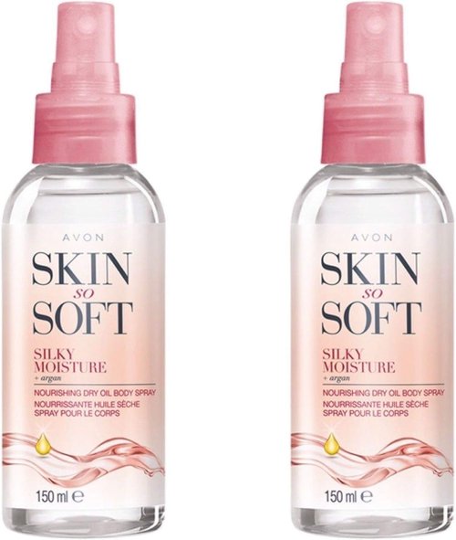 AVON Skin So Soft Argan Body Oil - Hydrating Dry Oil Spray for Glowing Skin, 150ML (2-Pack)
