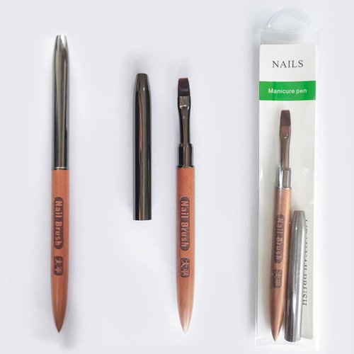 DANNEASY 1pc Acrylic Nail Brush Sandalwood Nail Art Brushes Nail Painting Brush Nail Clean Up Brush Nail Design Brushes Nail Art Tools - Flat Head
