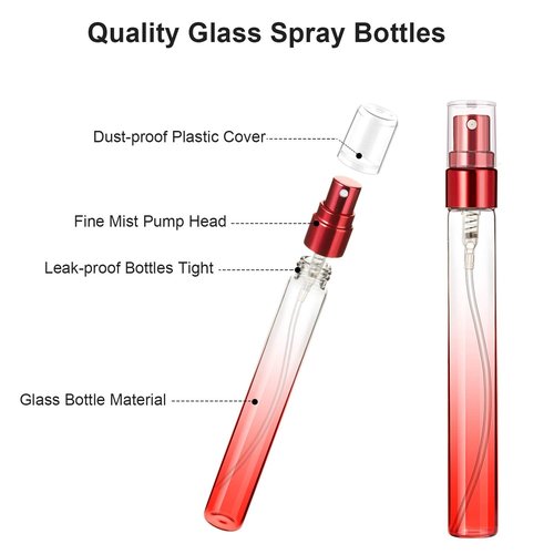 Skiennix Mini Travel Perfume Spray Bottles - 10ml Colorful Glass Atomizers | Refillable Fine Mist Sprayers - 6 Gradient Colors
