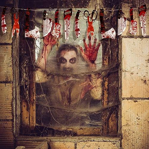 Halloween Bloody Decorations Set - Scary Props, Banners & Body Parts for Haunted House and Party