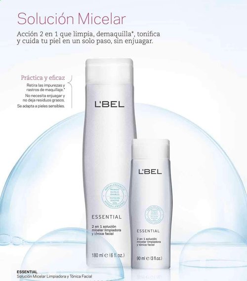 L'Bel Essential Micellar Cleansing Solution & Facial Toner - 3 Fl. Oz. for Refreshing Skin