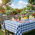 120x56 Inch Blue and White Buffalo Plaid Tablecloth - Checkered Farmhouse Decor