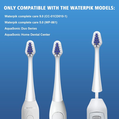 Biswitif Replacement Toothbrush Heads for Waterpik Complete Care 5.0 Water Pik Complete Care 9.0 CC-01 WP-861 STRB-3WW Sonic Electric Tooth Brush Refill Heads, White, 4 Packs
