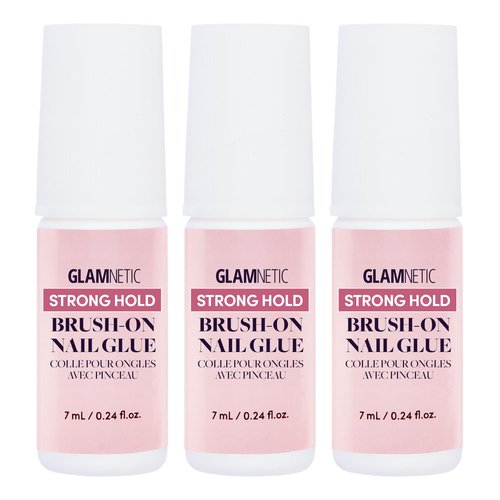 Glamnetic Super Strong Brush On Nail Glue (3 Bottles) | Brush Tip Applicator, Mess Free, Travel Friendly, Vegan | Durable & Long-Lasting | .24 fl. oz.
