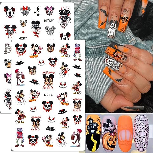 Halloween Nail Art Stickers A-5 - 6 Sheets Kawaii Horror Pumpkin Gothic DIY