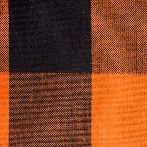 Farmhouse Tablecloth 70-Inch Round Buffalo Check Orange & Black - Classic Kitchen Decor