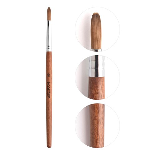 KADS 6# re Kolinsky Hair Bristles Acrylic Nail Brush Oval Crimped Shaped RedWood Handle Professional Salon Quality (6#)