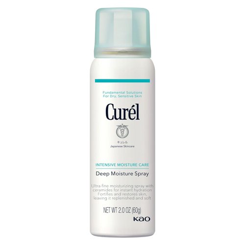 Curel Japanese Skin Care Deep Moisture Travel Size Spray, Moisturizer for Dry Skin, Face Hydrating Spray with Ceramides, 2 Oz