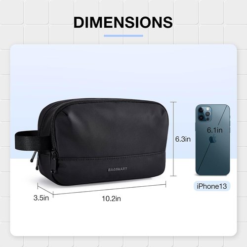 BAGSMART Travel Toiletry Bag - Water Resistant Dopp Kit for Men | Medium Size, Black