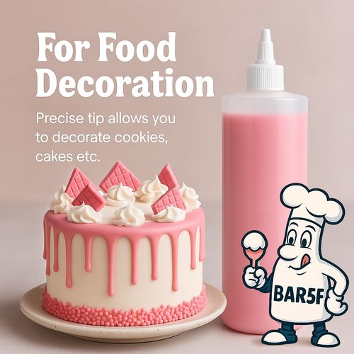 Bar5F 16 oz Condiment Squeeze Bottles (6-Pack) — Leak-Proof Twist-Top Dispensers, BPA-Free HDPE, Multi-Use for Ketchup, Dressings, Sauces & Crafts, Non-Toxic - Made in USA