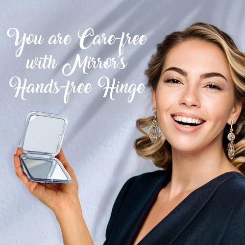 MIRRORVANA Small Compact 20X Magnifying Mirror for Travel - Handheld, Foldable & Lightweight - Mini Pocket-Sized Magnified Mirror for Purse - Square 3.3” x 3.3”