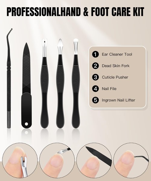 Toenail Clippers for Thick Nails - Ingrown Toenail Removal Kit - 12Pcs Podiatrist Grade Toe Nail Clippers for Seniors Men Women - Professional Home Pedicure Tools for Feet