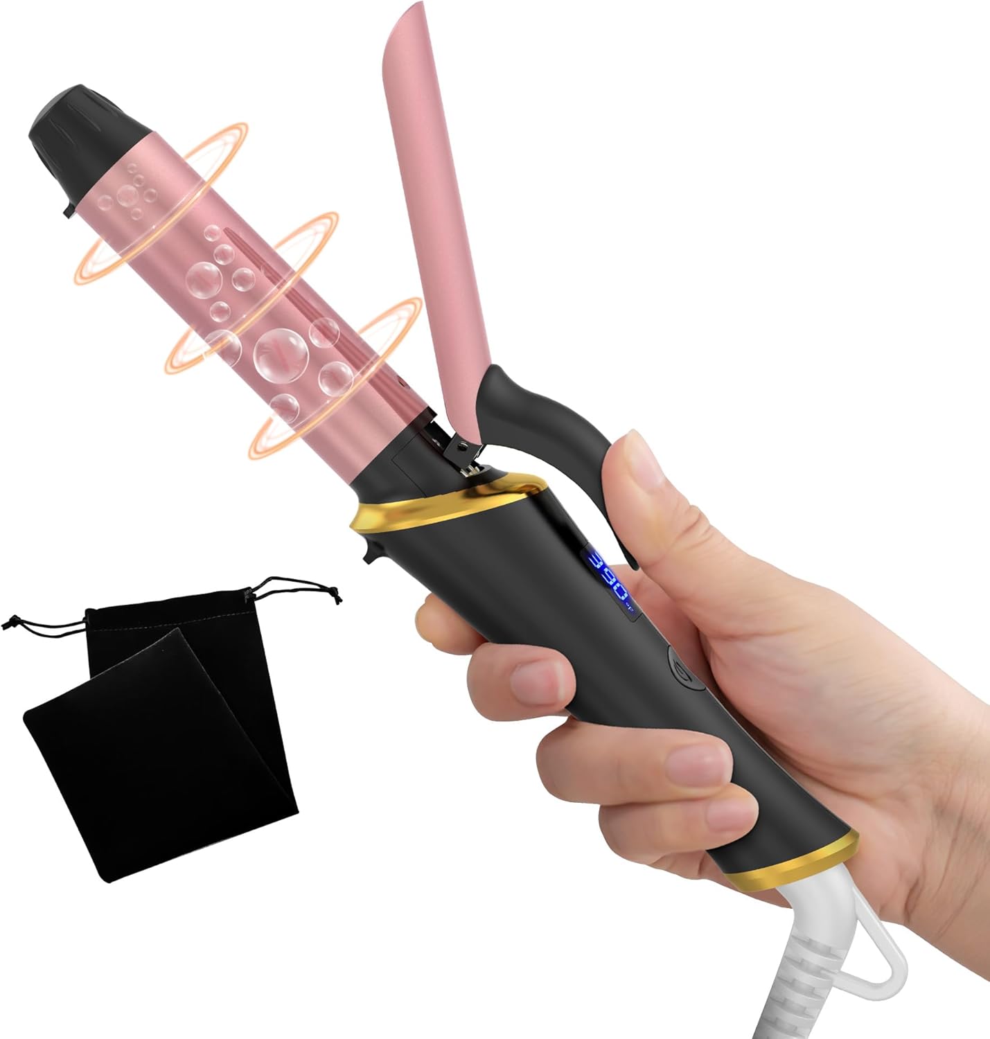 Ukliss Mini Curling Iron - Fast Heating, Anti-Scald Tip & 5 Temp Settings | Perfect for Short to Medium Hair (Black, 1 Inch)