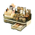 Tidyladyo Makeup Organizer with Dual Drawers - Large Capacity Countertop Cosmetic Storage for Skincare Vanity Bathroom