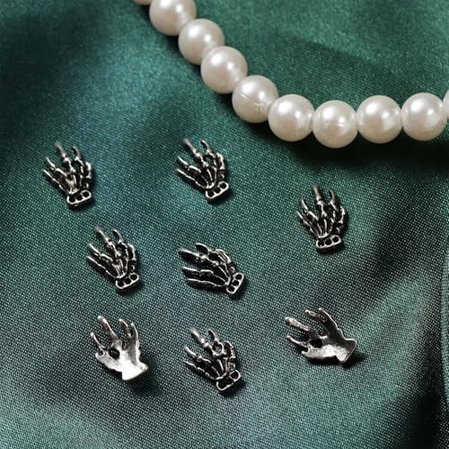 Halloween Nail Charms Set - Skeleton Hand 3D Rhinestones for Nails, Hand Variation