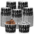 Disposable Skull Halloween Snack Cups 9 oz - Black and White Party Supplies