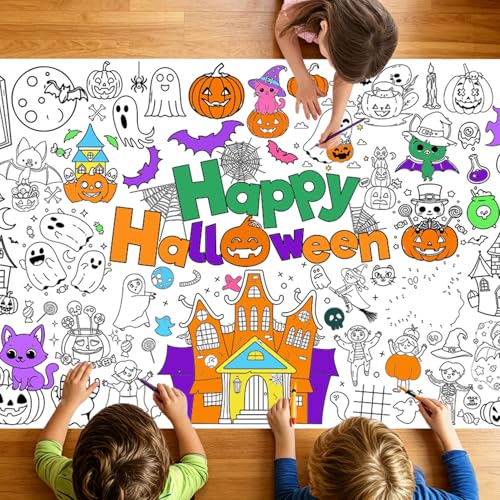 Halloween Coloring Tablecloth 31x72 Inch Kids Art & Party Decor