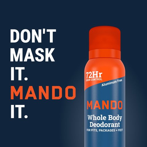 Mando Whole Body Deodorant For Men - Invisible Spray Deodorant - 72 Hour Odor Control - Low Irritation Formula - Aluminum Free, Benzene Free - 3.6 ounce Can - Pro Sport