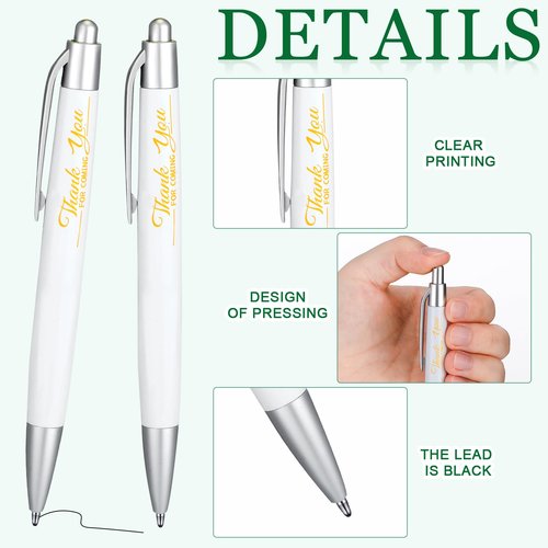 Heigble 50 Set Wedding Thank You Gifts, Thank You Lip Balm Bulk Retractable Ballpoint Pen Appreciation Card Organza Drawstring Gift Bag Bridal Shower Gift for Guest Wedding Party(Eucalyptus Leaf)
