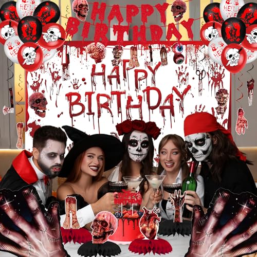 Red Halloween Birthday Party Decorations Set - 36 Pieces