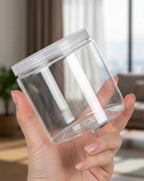Clear Plastic Storage Jars Containers,8 Pack Refillable Wide-Mouth Plastic Slime Containers for Beauty Products,Kitchen & Household Storage - BPA Free (16 OZ)