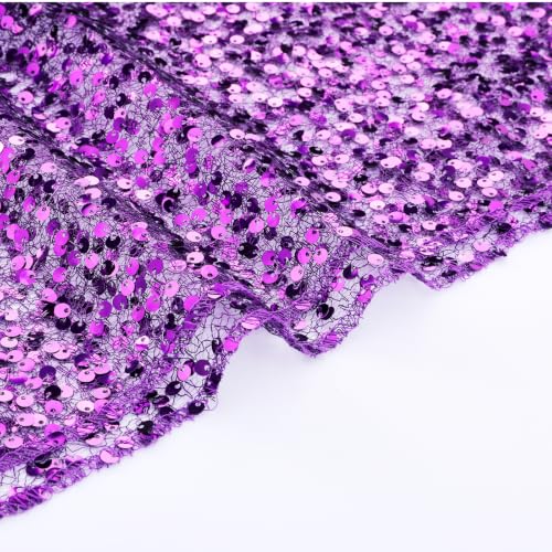 Dark Purple 10FT Sequin Table Runner for Halloween Party Decor - QueenDream