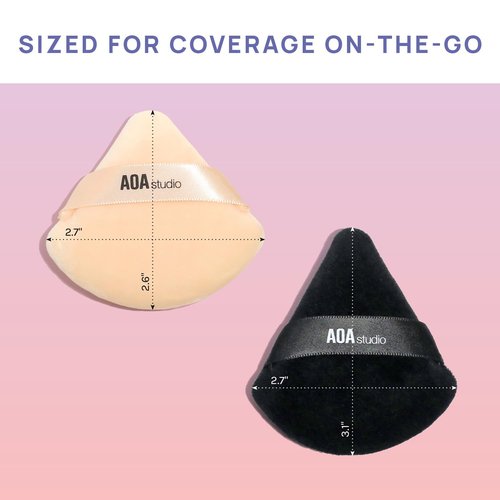 AOA Studio Velvet Puffs | Makeup Blender Sponge Set of 6 for Flawless Foundation Application - Black/Peach