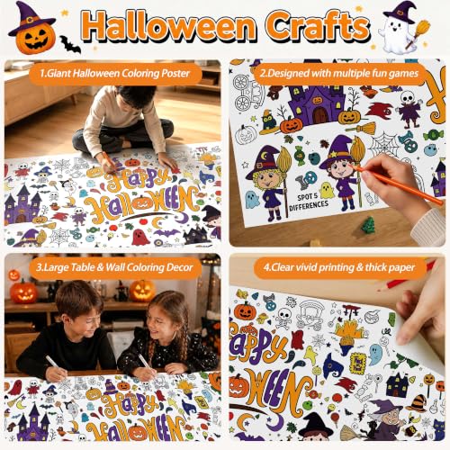 Halloween Giant Coloring Tablecloth - Kids Craft Activity and Party Decor - Variation: Halloween