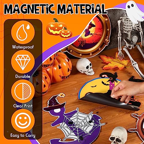Halloween Cruise Door Magnets Set - Skeleton, Ghost, Witch Hat, Anchor, Ship & Hatch - 4 Pcs