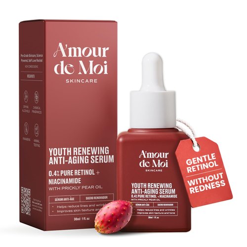 ADM Anti Aging Pure Retinol Serum For Face with Niacinamide - Resurfacing, Smoothing Fine Lines, Wrinkles, Acne Scars - Moisturizing Facial Skincare Treatment for Sensitive Skin - 1oz