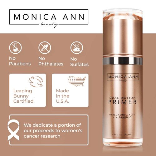 Dual-Action Face Primer - 30 mL | Hydrating Makeup Primer With Vitamin C & Hyaluronic Acid | Smoothing Pore Minimizer