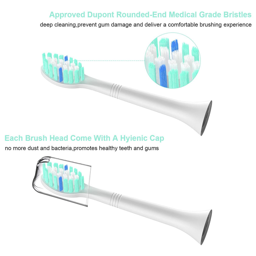 WEQNNM Replacement Toothbrush Heads Compatible with Philips Sonicare:10 Pack Professional Electric Brush Heads for 4100 6100 &More Snap-on Handles