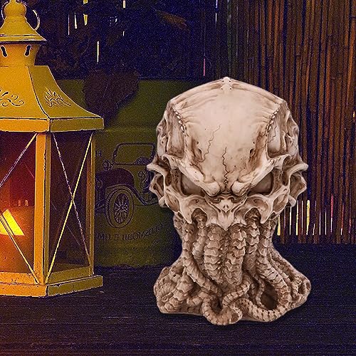 Cthulhu Skull Figurine for Halloween & Decor - White 6 Inch Mythical Sea God