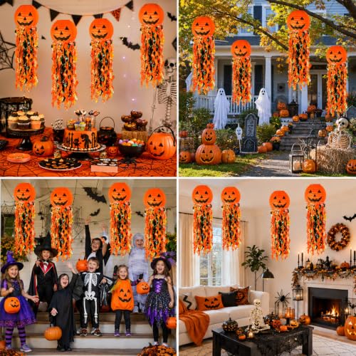 Halloween Pumpkin Paper Lanterns Set of 10 - Indoor Outdoor Festive Decor