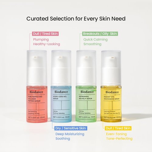 BIODANCE Serum Discovery Set: 4 Mini Serums Set, Korean Skin Care with Collagen Peptide, Ceramide Panthenol, Sea Kelp, Vitamin C Niacinamide, Valentines Day Gifts for Her, Skin Care Set