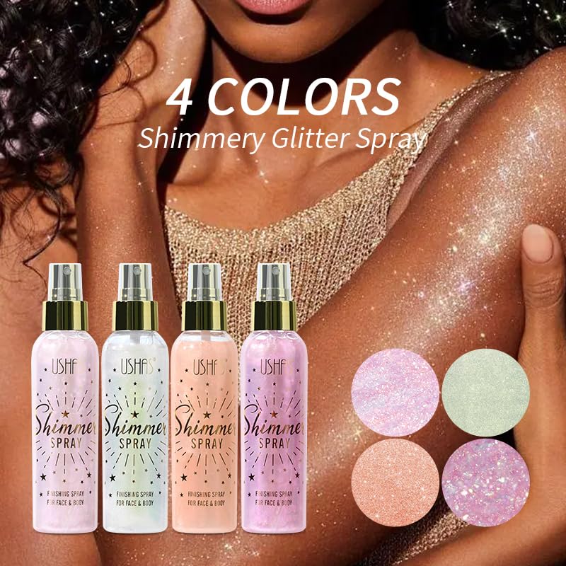 Body Glitter Spray Large Bottle - Shimmering Temporary Body & Face Highlight for Festivals