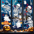 Halloween Skeleton Ghost Window Clings - Reusable Decals for Glass & Mirrors