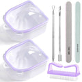 Nail Soaking Bowl, Gel Nail Polish Remover Kit, Manicure Bowl for Hand, Dip Powder Remover Tools, Nail Soak Off Bowl for Acrylic Nails, Nail Brush, Cuticle Pusher, Cuticle Peeler, 100/180 Nail File,