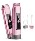 Dynooper Bikini Trimmer for Women Electric Razors, Electric Razor 2 in 1 Shaver Pubic Hair, LED Display with IPX7 Waterproof - Rechargeable Lady Trimmer for Underarm Body Leg Face - Carmine Pink