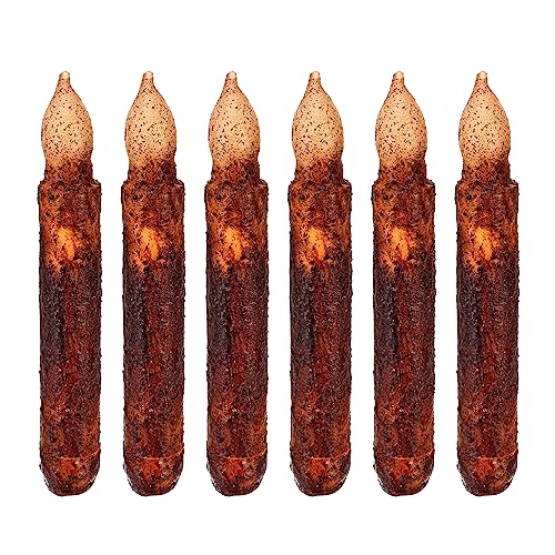 Brown Flameless Wax Pillar Candles Set - Drip Primitive LED Flickering Halloween & Party Decor