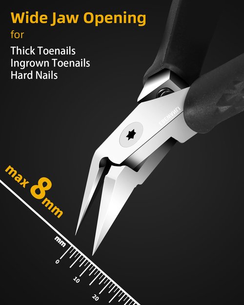 EBEWANLI Hangnail Clipper, Slanted Straight Blade Ingrown Toenail Clippers for Thick Toenails or Hang Nails, Stainless Steel Nail Scissors, Non-Slip Handle Angled Nail Nippers for Seniors, Men, Women