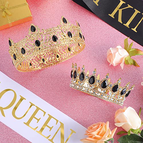 Cool Style Prom King and Queen Crowns and Sash Set for Men Women