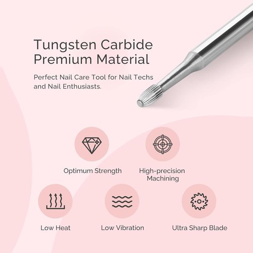 MelodySusie Cuticle Clean Nail Drill Bit 3/32'', Professional Safety Carbide Under Nail Cleaner Nail Bit for Cuticle Dead Skin Nail Prepare, Two Way Rotate, Manicure Nail Salon Supply(Silver, Fine)