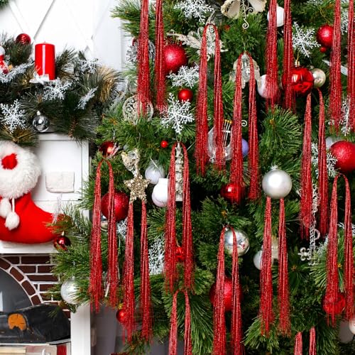 Red Tinsel Icicles for Christmas Tree - 3000 Strands, 18 Inches - Variation of THIS listing