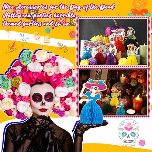 24 Pcs Day of the Dead Decorations Centerpieces - Colorful Sugar Skull Party Supplies